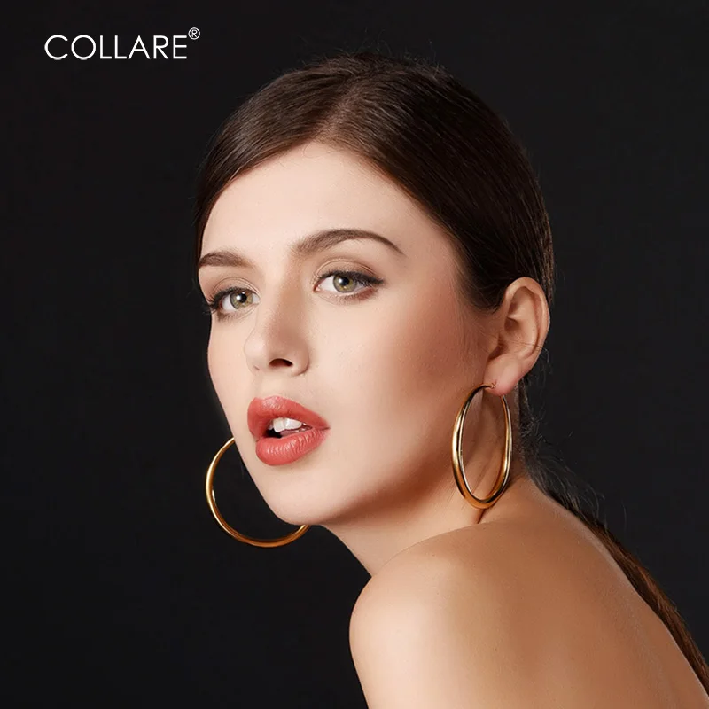 Collare Big Hoop Earrings For Women Stainless Steel Never Fade Gold Color Wedding Accessories Hoop Earrings Fashion Jewelry E410
Collare Big Hoop Earrings For Women Stainless Steel Never Fade Gold Color Wedding Accessories Hoop Earrings Fashion Jewelry E410