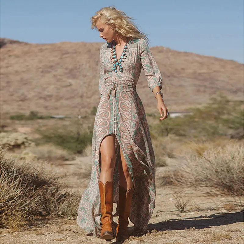 New Fashion Women Summer Boho Print Chiffon V-neck Party Evening Beach Dresses Long Maxi Dress Sundress
New Fashion Women Summer Boho Print Chiffon V-neck Party Evening Beach Dresses Long Maxi Dress Sundress