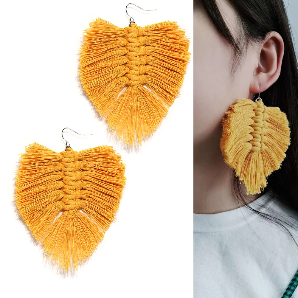 Macrame Earrings Special Design Leaf Fringed Earrings for Women Bohemian Handmade Wedding Statement Earrings Tassel Jelewry
Macrame Earrings Special Design Leaf Fringed Earrings for Women Bohemian Handmade Wedding Statement Earrings Tassel Jelewry