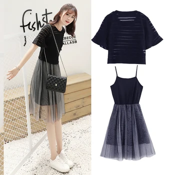 2019 Spring Women Sets Korean Mid-long Skirt Two-piece Suit Short Sleeve T-shirt Skirt Suspender Dress Casual Female
2019 Spring Women Sets Korean Mid-long Skirt Two-piece Suit Short Sleeve T-shirt Skirt Suspender Dress Casual Female