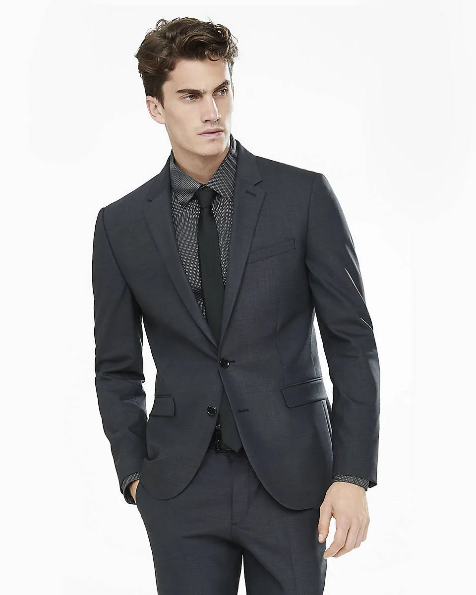 Mens 2pcs Suits Wedding Tuxedos For Grooms Wear Slim Fit Black Best Man Groomsmen Prom Evening Party Dinner Jacket & Pants |