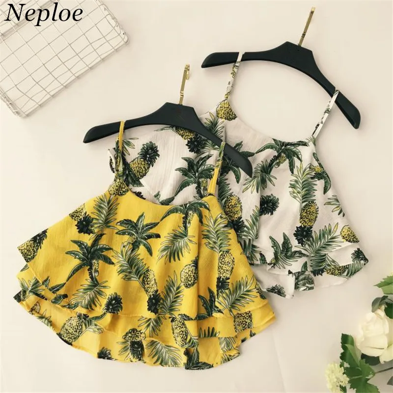 Neploe 2019 Summer Fashion Sleeveless Slash Neck Women Shirts Pineapple Print Chiffon Blouses Newly Casual Ruffles Blusa 67414
Neploe 2019 Summer Fashion Sleeveless Slash Neck Women Shirts Pineapple Print Chiffon Blouses Newly Casual Ruffles Blusa 67414