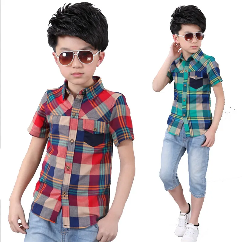 

boys shirt 4-15T kids casual clothes children summer cotton Blouse Children's Fashion autumn costume boys shirt baby outwear