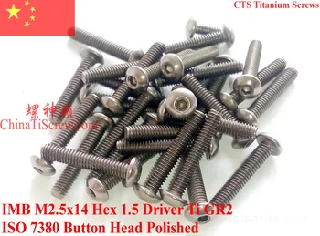 Titanium screw M2.5x14 M2.5x16 ISO 7380 Button Head Hex 1.5 Driver Ti GR2 Polished 25 pcs
Titanium screw M2.5x14 M2.5x16 ISO 7380 Button Head Hex 1.5 Driver Ti GR2 Polished 25 pcs
