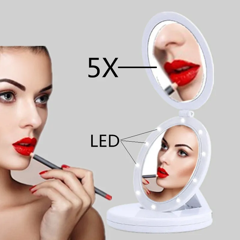 Portable LED Lighted Makeup Mirror vanity compact women pocket mirrors Vanity Cosmetic hand Mirror 5X Magnifying Glasses 3 ce
Portable LED Lighted Makeup Mirror vanity compact women pocket mirrors Vanity Cosmetic hand Mirror 5X Magnifying Glasses 3 ce