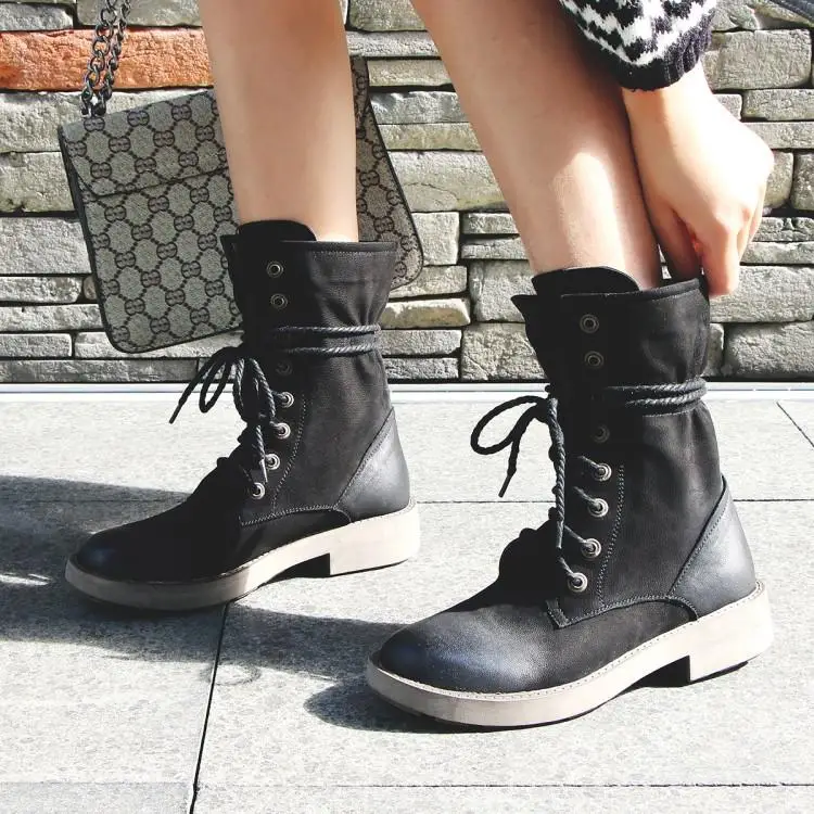Designers Black Brown Leather Martin Boots Round Toe Rubber Heels Lace Up Motorcycle Boots Ankle Botas Mujer Ankle Strap Shoes
Designers Black Brown Leather Martin Boots Round Toe Rubber Heels Lace Up Motorcycle Boots Ankle Botas Mujer Ankle Strap Shoes