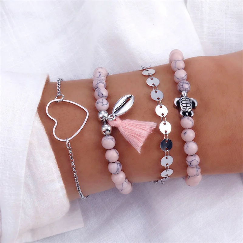 KISSWIFE 4Pcs/Set Bohemian Shell Turtle Bracelet Set Retro Sequins Tassel Stone Bead Bracelet Female Glamour Fashion Jewelry
KISSWIFE 4Pcs/Set Bohemian Shell Turtle Bracelet Set Retro Sequins Tassel Stone Bead Bracelet Female Glamour Fashion Jewelry