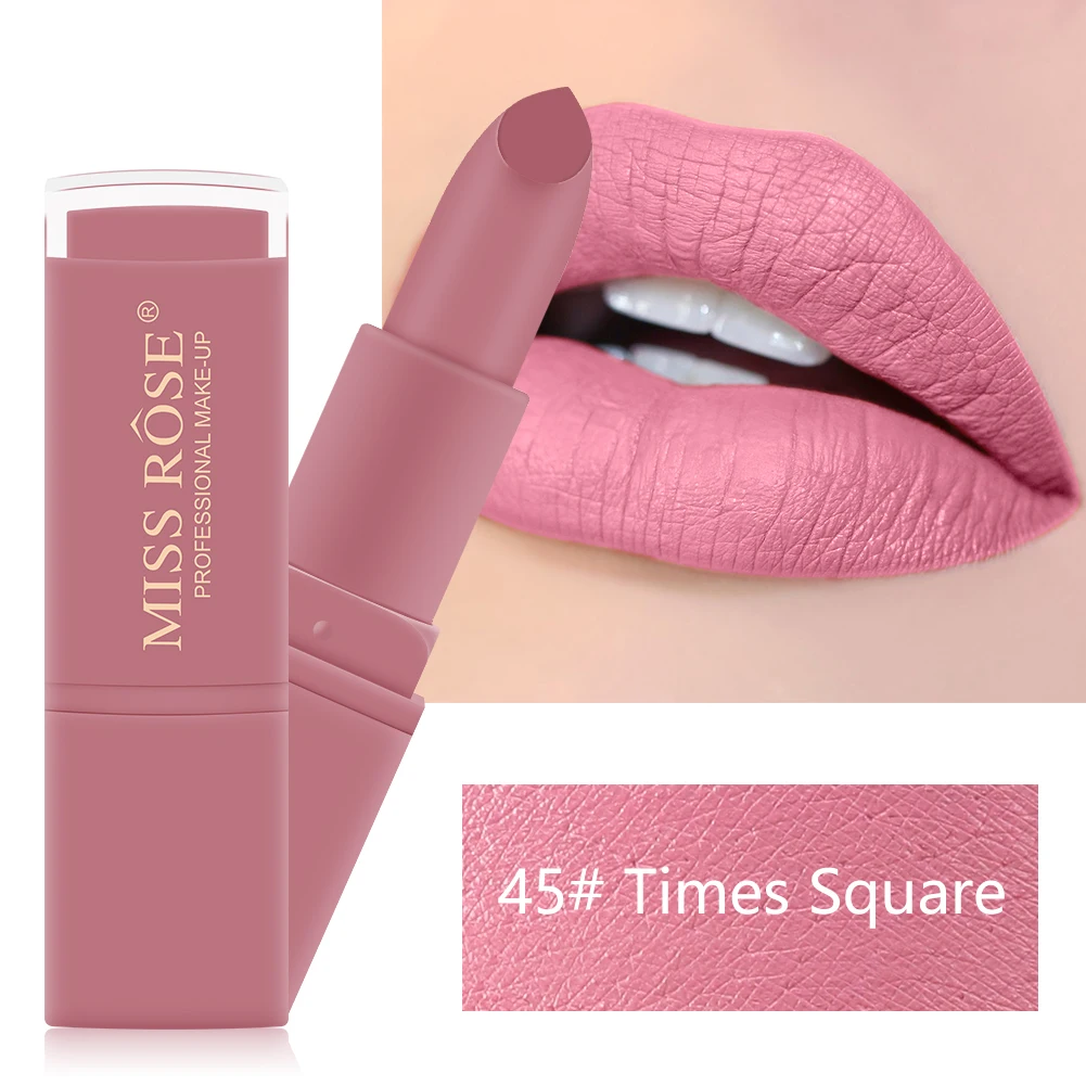 MISS ROSE 12 Colors Matte Pink Natural Makeup Long Lasting Lipstick Waterproof Lips Make up Cosmetic Not Fade Lip Balm TSLM2