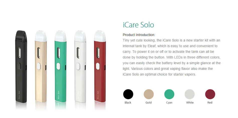 Original Eleaf ICare Solo Kit 320mah Battery 1.1m Internal Atomizer Tank W/ IC Head 1.1ohm Vaping Electronic Cigarette Gift Solo