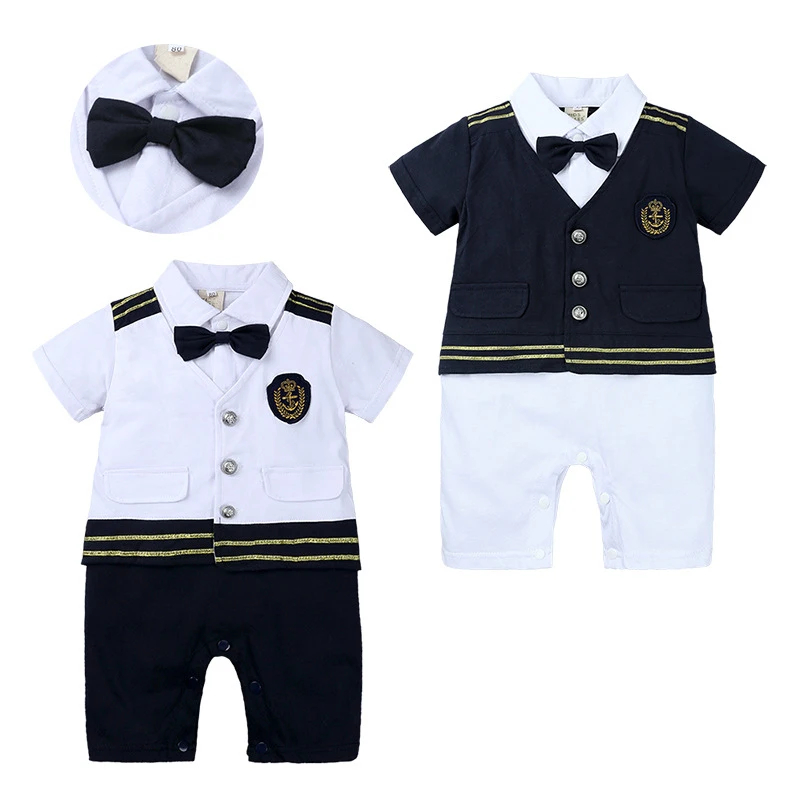 Baby Boy Clothes Rompers Gentle Bow Tie Newborn Toddler Bebe Ropa Navy Uniform Design Toddler Photography Clothing New 4M-36M 
Baby Boy Clothes Rompers Gentle Bow Tie Newborn Toddler Bebe Ropa Navy Uniform Design Toddler Photography Clothing New 4M-36M