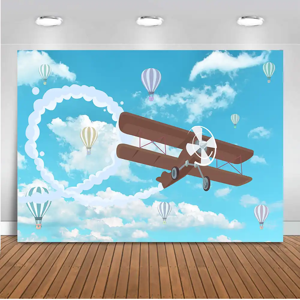 Newborn Baby Shower Photo Blue Sky And Airplane Party Decoration