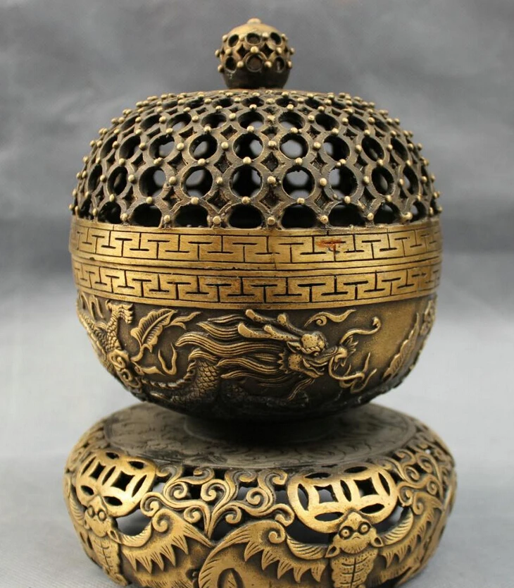 song voge gem S5027 8" Tibet Bronze Wealth Coin BAT Dragon Head Ball Statue Incense Burner Censer
song voge gem S5027 8" Tibet Bronze Wealth Coin BAT Dragon Head Ball Statue Incense Burner Censer