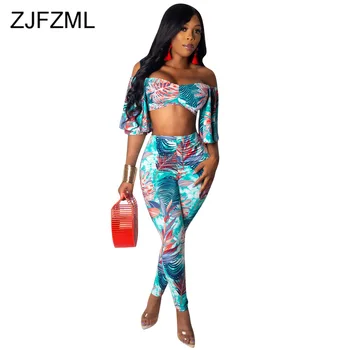 Leaves Print Sexy Two Piece Set Tracksuit Summer Outfit For Women Slash Neck Half Sleeve Crop Top And Bodycon Pant Matching Set
Leaves Print Sexy Two Piece Set Tracksuit Summer Outfit For Women Slash Neck Half Sleeve Crop Top And Bodycon Pant Matching Set