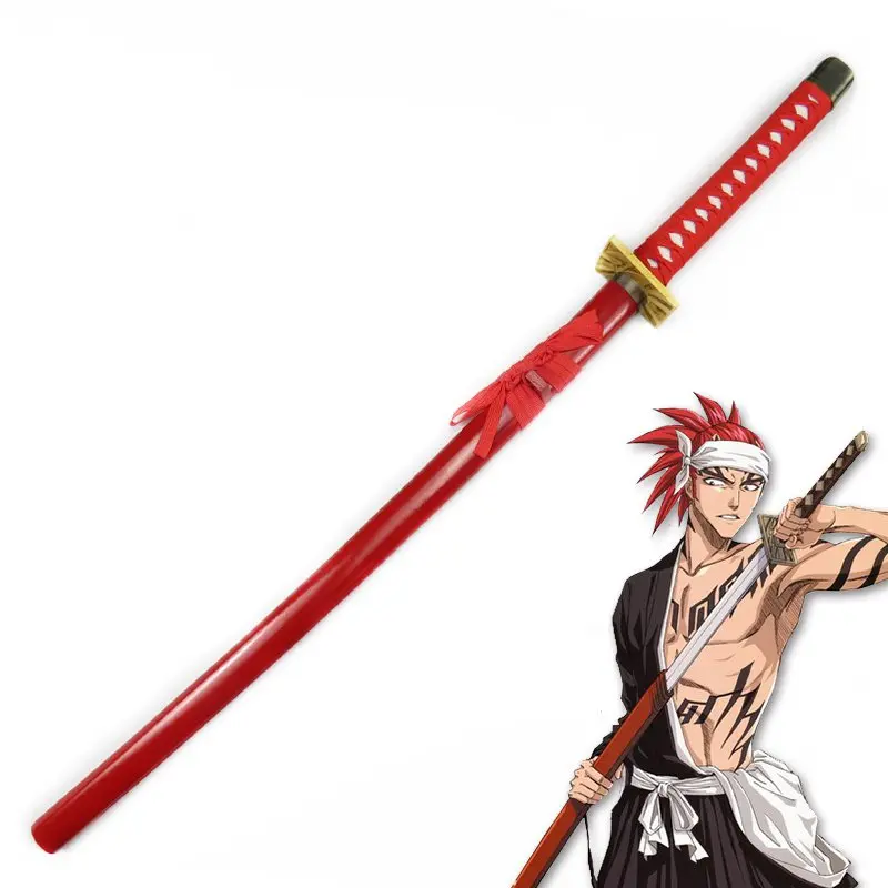 Фото Anime BLEACH Abarai Renji Wooden Sword Katana Zabimaru Red Scabbard Cosplay Props Decorative | Тематическая одежда и