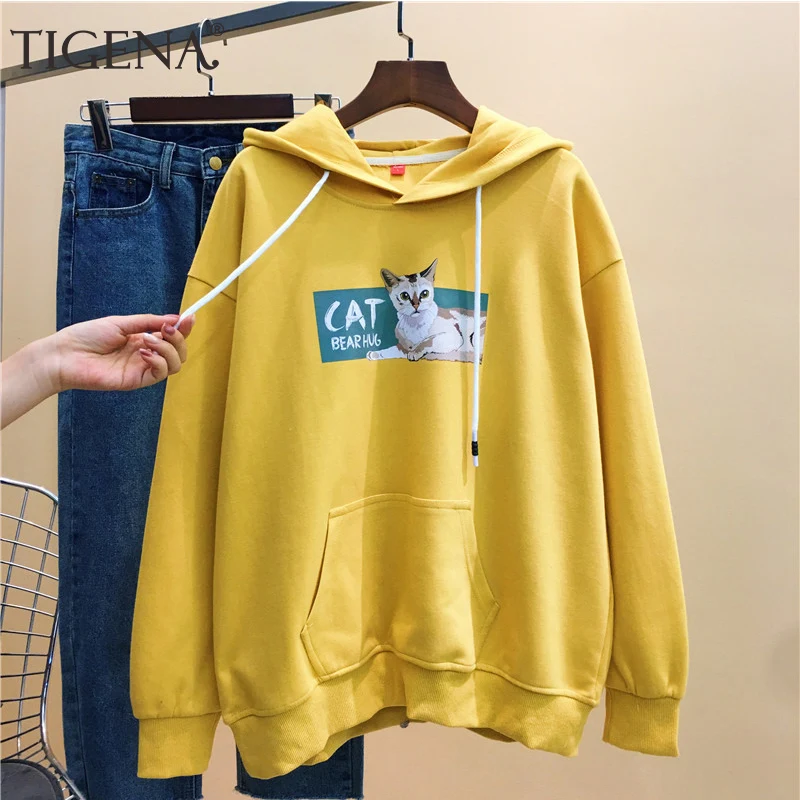TIGENA Cat Print Kawaii Cute Hoodies Sweatshirt Women 2019 Autumn Kpop Long Sleeve Pocket Hooded Sweatshirt Female Pink Yellow
TIGENA Cat Print Kawaii Cute Hoodies Sweatshirt Women 2019 Autumn Kpop Long Sleeve Pocket Hooded Sweatshirt Female Pink Yellow