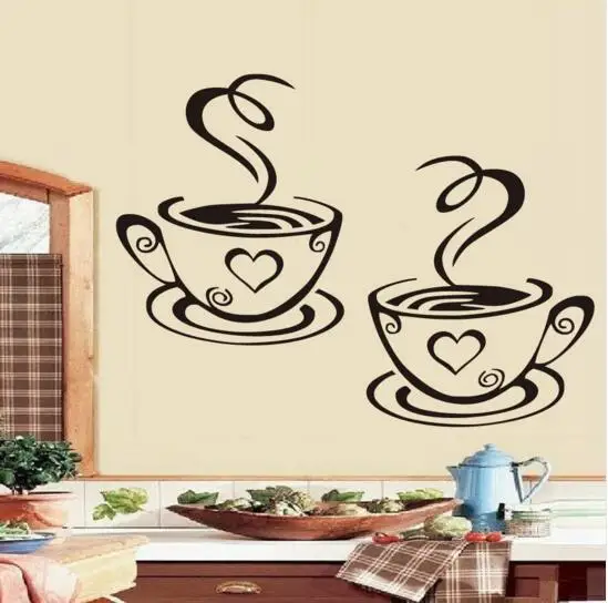 Creative Vinyl Art Wall Decals Adhesive Wall Paper of two coffee cups wall sticker of kitchen room decoration
Creative Vinyl Art Wall Decals Adhesive Wall Paper of two coffee cups wall sticker of kitchen room decoration