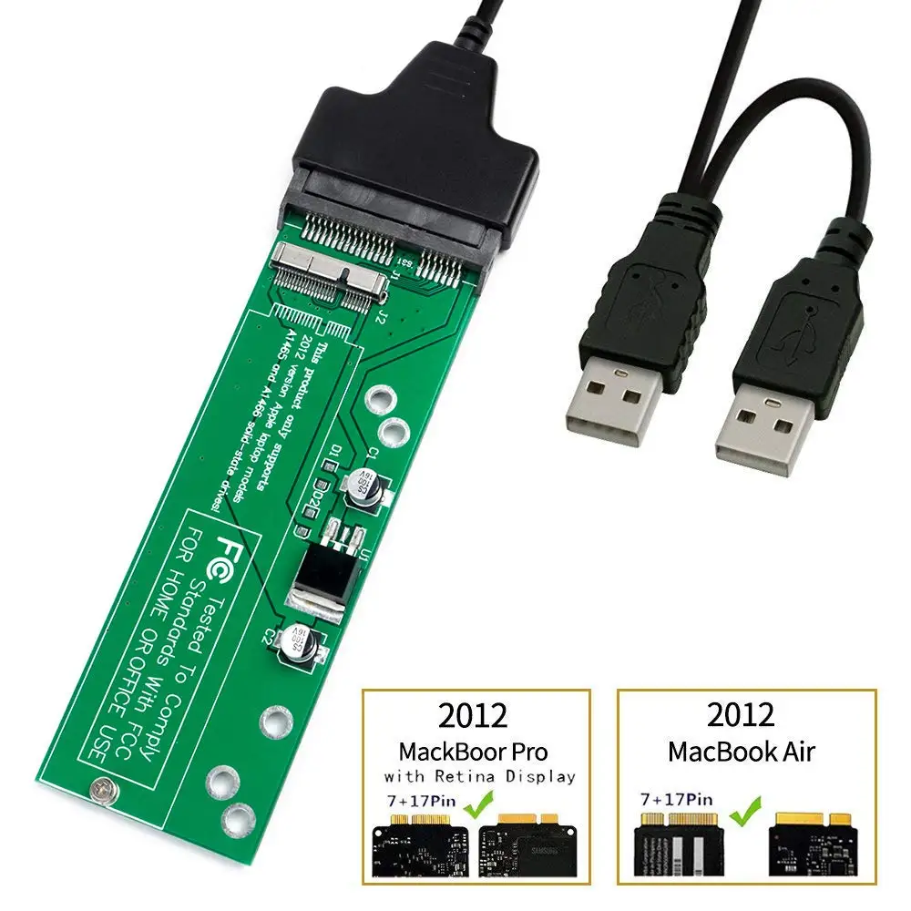 2012 Version MacBook Air and Pro Retina SSD Converter Card With USB 2.0 SATA Adapter Cable Support Model A1465 A1466
2012 Version MacBook Air and Pro Retina SSD Converter Card With USB 2.0 SATA Adapter Cable Support Model A1465 A1466