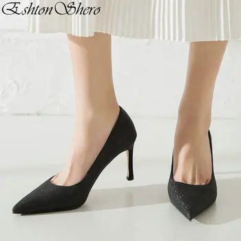 EshtonShero Women's Shoes Woman Pumps Bling Leather Thin High Heels Pointed Toe Platform 8cm Ladies Wedding Shoes Size 3-12
EshtonShero Women's Shoes Woman Pumps Bling Leather Thin High Heels Pointed Toe Platform 8cm Ladies Wedding Shoes Size 3-12