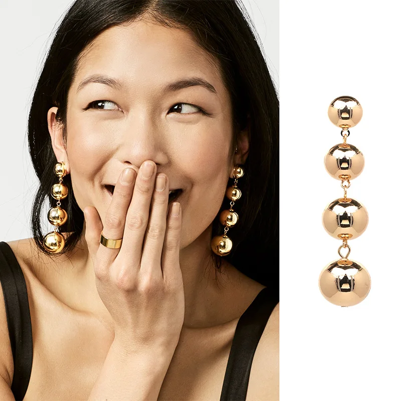 JURAN Pop Metallic Ball Drop Earrings For Women In Fashion Luxe Tiered Dangle Earring Statement Brinco Charm Jewelry Accessories 
JURAN Pop Metallic Ball Drop Earrings For Women In Fashion Luxe Tiered Dangle Earring Statement Brinco Charm Jewelry Accessories
