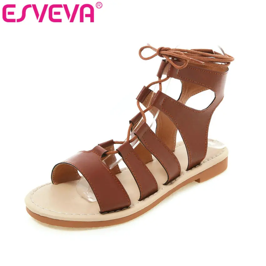 ESVEVA 2019 Ladies Sandals Low Heel Round Toe Ladies Slingback Lace Up Platform Sweet Style Women Shoes Summer Size 34-43
ESVEVA 2019 Ladies Sandals Low Heel Round Toe Ladies Slingback Lace Up Platform Sweet Style Women Shoes Summer Size 34-43