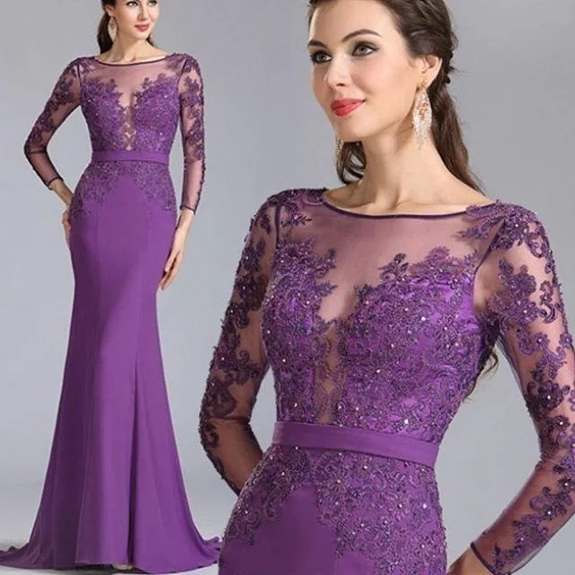 BONJEAN Purple Chiffon Lace Mermaid Evening Dress 2019 Custom Made Robe de soiree Long Sleeve Appliques O Neck Formal Prom Dress
BONJEAN Purple Chiffon Lace Mermaid Evening Dress 2019 Custom Made Robe de soiree Long Sleeve Appliques O Neck Formal Prom Dress