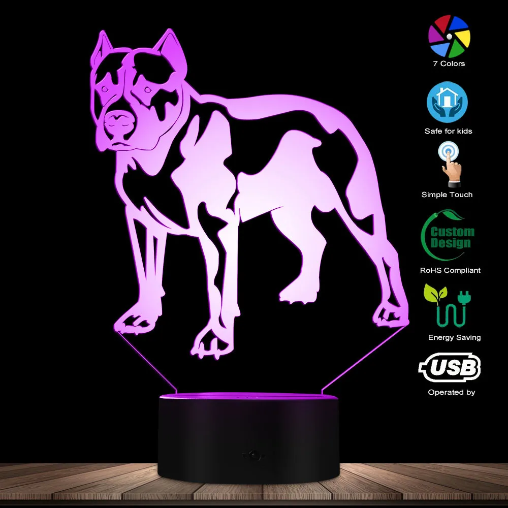 Cute PitBull Terrier 3D Optical Illusion Night Light Custom Pet Portraits Name Bedroom Table Lamp Dog lovers Companion Dog Gift
Cute PitBull Terrier 3D Optical Illusion Night Light Custom Pet Portraits Name Bedroom Table Lamp Dog lovers Companion Dog Gift