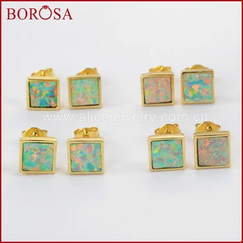BOROSA 6mm Gold Color Bezel Square White Opal Stud Earrings for Women,High Quality Japanese Opal Gems Earrings Jewelry ZG0208
BOROSA 6mm Gold Color Bezel Square White Opal Stud Earrings for Women,High Quality Japanese Opal Gems Earrings Jewelry ZG0208