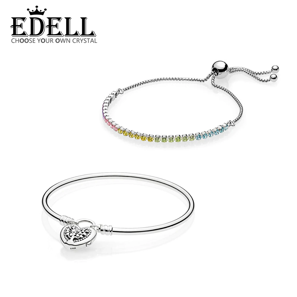 EDELL 100% 925 Sterling Silver 1:1 Authentic Charm Rainbow Sparkling Strand Bracelet MOMENTS BANGLE WITH TREE OF LOVE CLASP
EDELL 100% 925 Sterling Silver 1:1 Authentic Charm Rainbow Sparkling Strand Bracelet MOMENTS BANGLE WITH TREE OF LOVE CLASP