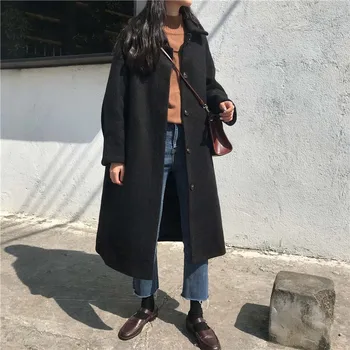 Autumn Winter Wool Blend Coat Women Long Sleeve Single-breasted Jacket Casual Woolen Outwear Black Overcoat Abrigo Mujer
Autumn Winter Wool Blend Coat Women Long Sleeve Single-breasted Jacket Casual Woolen Outwear Black Overcoat Abrigo Mujer