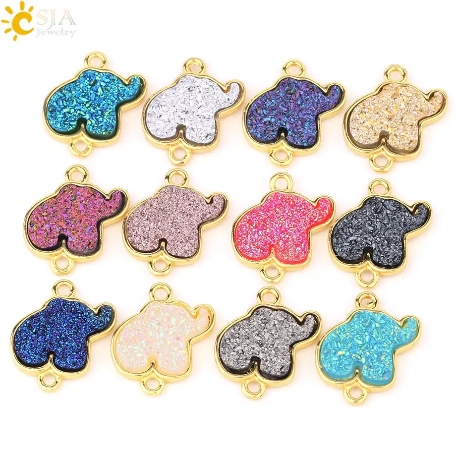 CSJA 10pc Lovely Druzy Animal Charms 12 Colors Little Elephant Bracelet Connectors Drusy Gold Color Beads for Women Jewelry S371
CSJA 10pc Lovely Druzy Animal Charms 12 Colors Little Elephant Bracelet Connectors Drusy Gold Color Beads for Women Jewelry S371