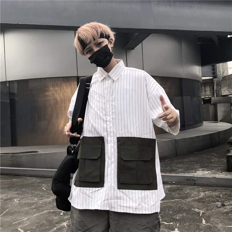 Plus Size Oversized Loose Patchwork Contrast Pocket Cargo Fashion Striped Blouse Women Man Punk Hip Hop Harajuku Streetwear Tee
Plus Size Oversized Loose Patchwork Contrast Pocket Cargo Fashion Striped Blouse Women Man Punk Hip Hop Harajuku Streetwear Tee