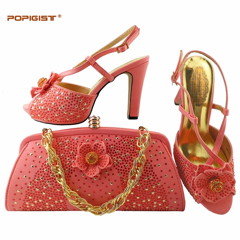 Wedding bridal wearing Coral color Shoes and bags to match Decorated with Rhinestone African Women Italian Shoes and Bag Set
Wedding bridal wearing Coral color Shoes and bags to match Decorated with Rhinestone African Women Italian Shoes and Bag Set