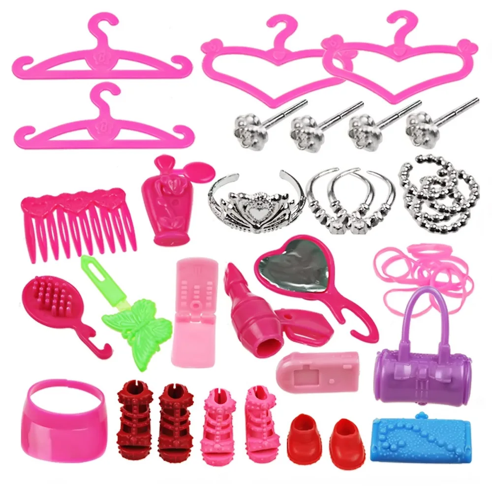 Besegad 42pcs Mini Doll Headwear Jewelry Crown Necklaces Shoes Combs Cosmetic Make Up Tools Accessories Set for Barbie Dolls Toy
Besegad 42pcs Mini Doll Headwear Jewelry Crown Necklaces Shoes Combs Cosmetic Make Up Tools Accessories Set for Barbie Dolls Toy