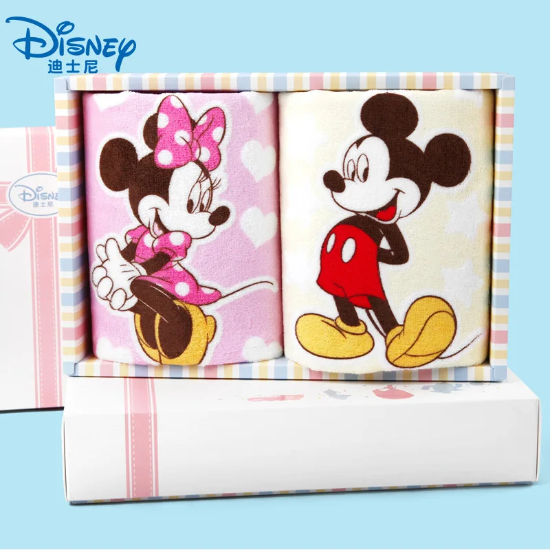 

Disney Mickey Minnie Daisy Donald Duck Ice Cream Kids Towel 2Pcs Gift Box Cartoon Cotton Cut Velvet Super Soft Kid Adult Towel