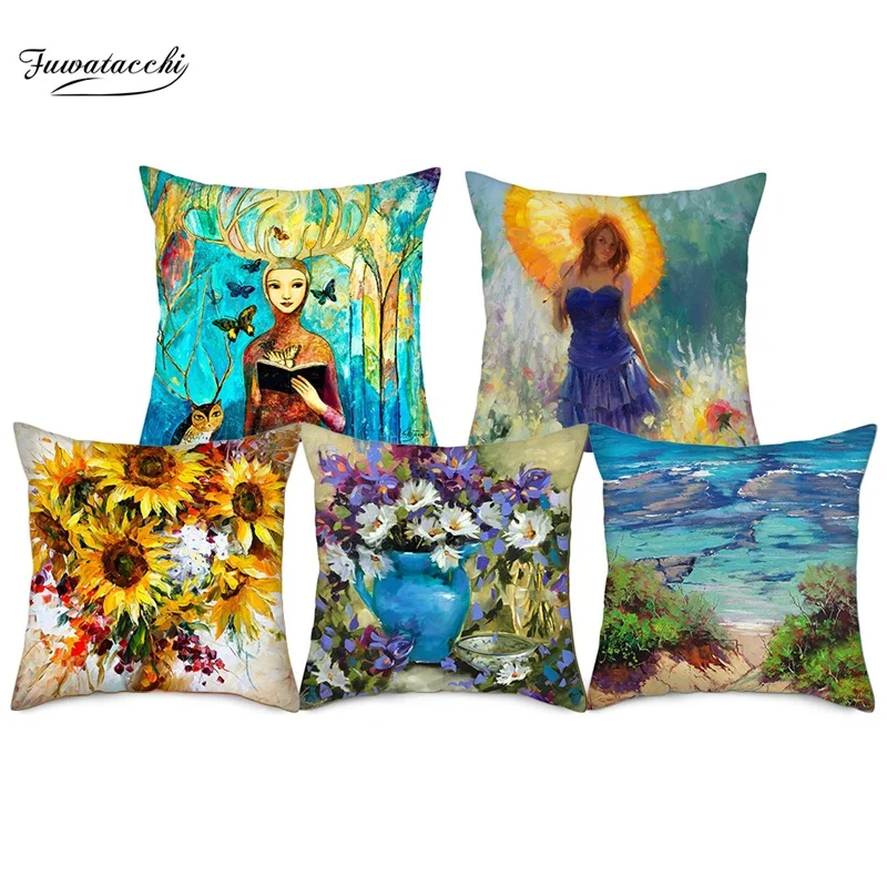 Fuwatacchi Landscape Painting Cushion Cover Sunflower Sailing Landscape Pillow Cover For Home Car Chair Decor Pillowcases
Fuwatacchi Landscape Painting Cushion Cover Sunflower Sailing Landscape Pillow Cover For Home Car Chair Decor Pillowcases