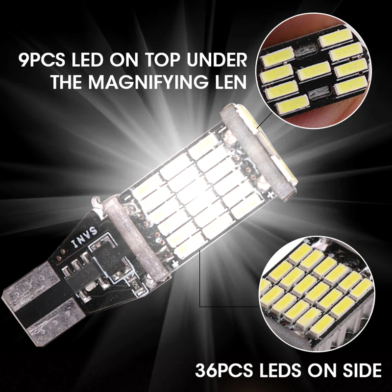 ROADOT 2pcs T15 W16W 45 SMD 4014 Canbus безошибочный светодиодный светильник автомобильная лампа