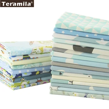 

Teramila Cotton Fabric Precut 25 Designs Blue Quilting Tissue Textile Fat Quarter Charm Packs Meter Bedding Sewing Patchwork