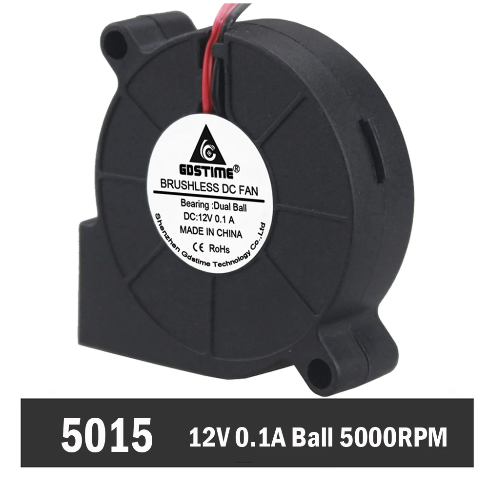 50PCS Gdstime 5015 Ball Bearing 2Pin 12V Fan Blower Computer Cooler Centrifugal Cooling Fan 50mm x 15mm
50PCS Gdstime 5015 Ball Bearing 2Pin 12V Fan Blower Computer Cooler Centrifugal Cooling Fan 50mm x 15mm
