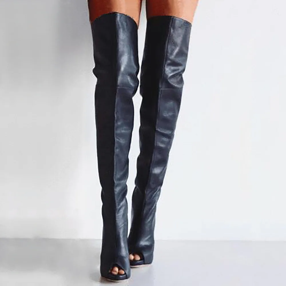 black tight knee high boots