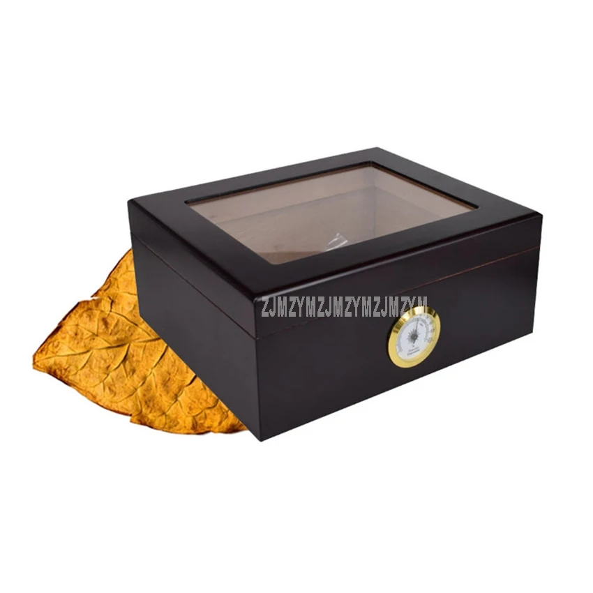 

Luxury Transparent Top Cedar Wood 1-25 Cigars Storage Box Wooden Smoking Cigar Moisturizing Humidor With Hygrometer Humidifier