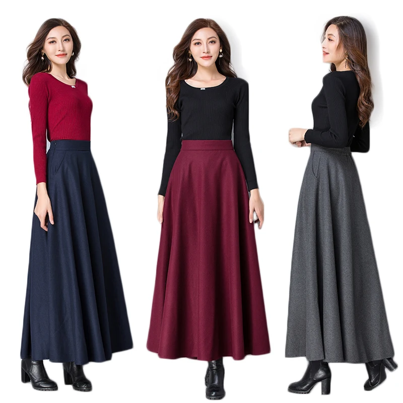 Women New 2019 Autumn Winter Korean Style Long A Line Thick Warm Woolen Skirts Female Plus Size 3XL Loose Wool Blends Skirts F22
Women New 2019 Autumn Winter Korean Style Long A Line Thick Warm Woolen Skirts Female Plus Size 3XL Loose Wool Blends Skirts F22