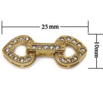 Wholesale 10x25mm 3 Rows Yellow Gold Twin Heart Style 925 Sterling Silver Jewelry Foldover Clasp with Zirconia
Wholesale 10x25mm 3 Rows Yellow Gold Twin Heart Style 925 Sterling Silver Jewelry Foldover Clasp with Zirconia