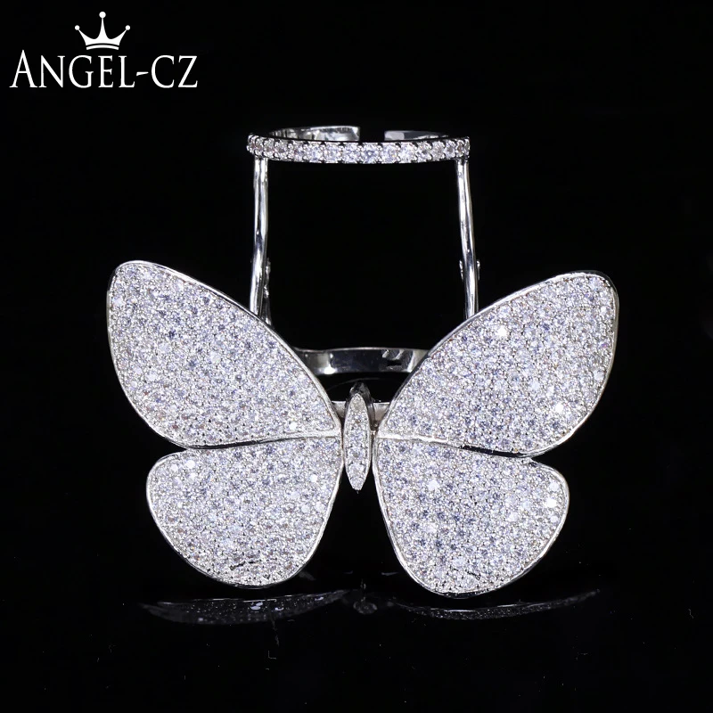 ANGELCZ Moveable Danced Butterfly Shape Silvery Rings for Women Cubic Zirconia Big Wedding Engagement Ring Fashion Jewelry AR062
ANGELCZ Moveable Danced Butterfly Shape Silvery Rings for Women Cubic Zirconia Big Wedding Engagement Ring Fashion Jewelry AR062