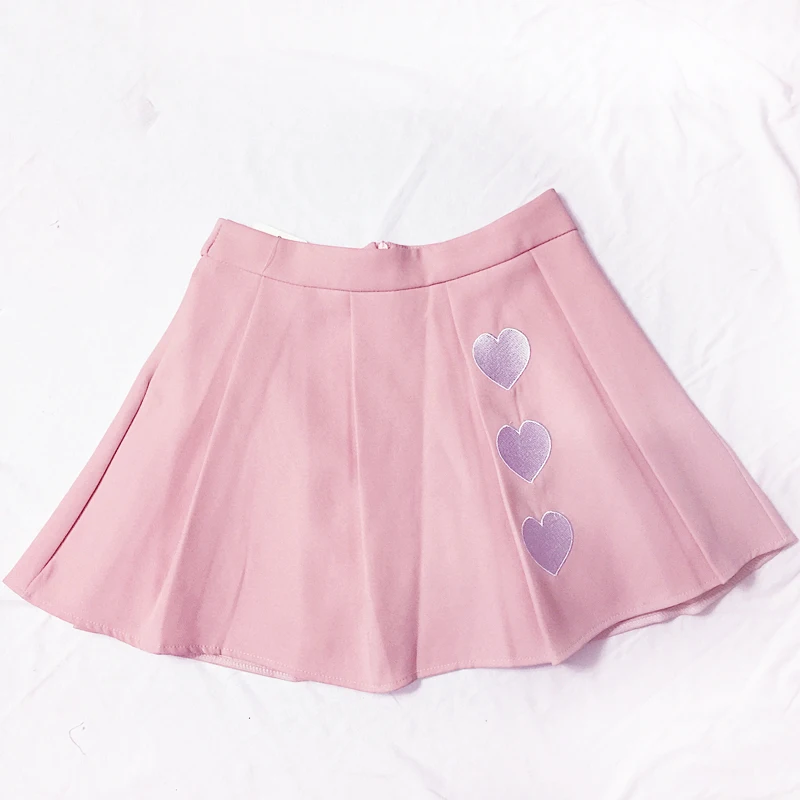Women's Skirts 2019 New Summer Skirt Female College Wind Cute Pink Pleated Skirt Loose Harajuku Heart-shaped Embroidery Skirts
Women's Skirts 2019 New Summer Skirt Female College Wind Cute Pink Pleated Skirt Loose Harajuku Heart-shaped Embroidery Skirts