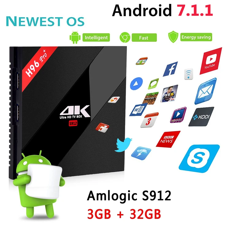 H96PRO+ android7.1 s912 3gb 32gb double wifi