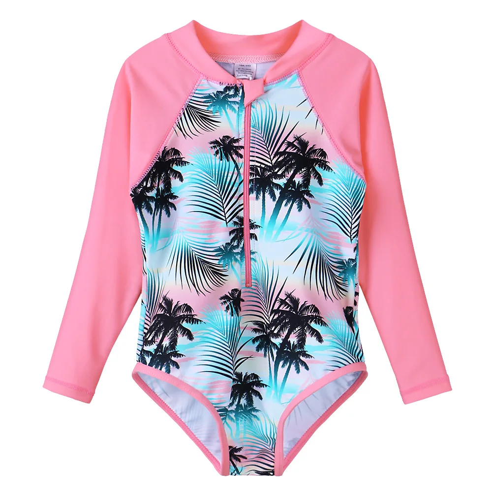 Baby Girls Kids Two Piece Vintage Flower Swimwear Rash Guard UV Sun Protection Swimsuit Bathing Suits