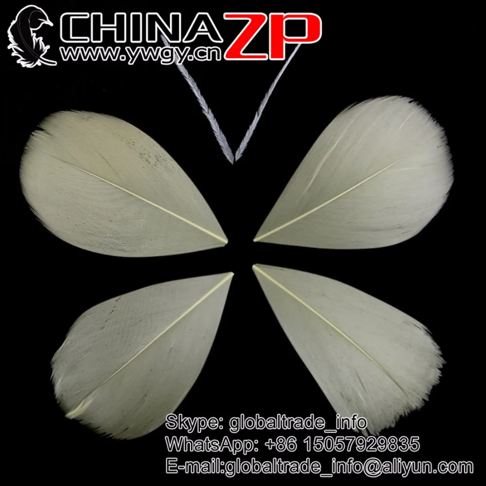 

CHINAZP Bulk Wholesale 100pcs/lot 3~7cm High Quality Real Natural Beige Goose Trimmed Feathers for Costumes Cosplay Decoration