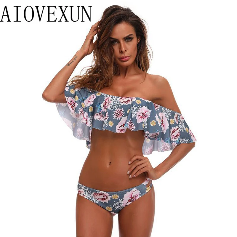2018 Sexy bikini Low Waist Swimsuit Ruffle Swimwear Women Bandeau Biquini Swim Bathing Suit Off Shoulder Print Swimwear Bikinis
2018 Sexy bikini Low Waist Swimsuit Ruffle Swimwear Women Bandeau Biquini Swim Bathing Suit Off Shoulder Print Swimwear Bikinis