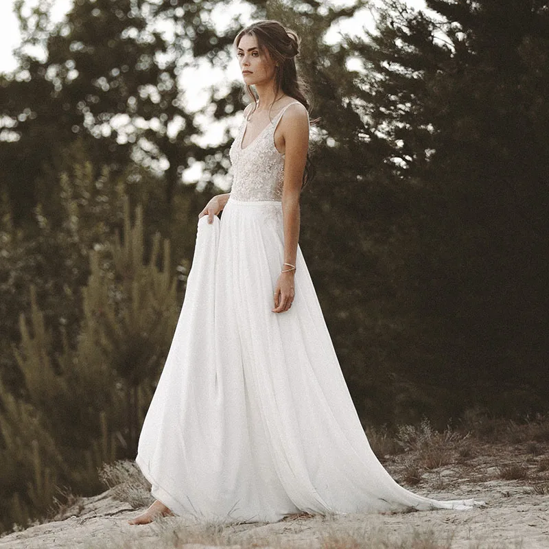 LORIE Beach Wedding Dresses V Neck Lace Top Chiffon Skirt A-Line White Open Back Bride Dress Boho Wedding Gown Free Shipping
LORIE Beach Wedding Dresses V Neck Lace Top Chiffon Skirt A-Line White Open Back Bride Dress Boho Wedding Gown Free Shipping