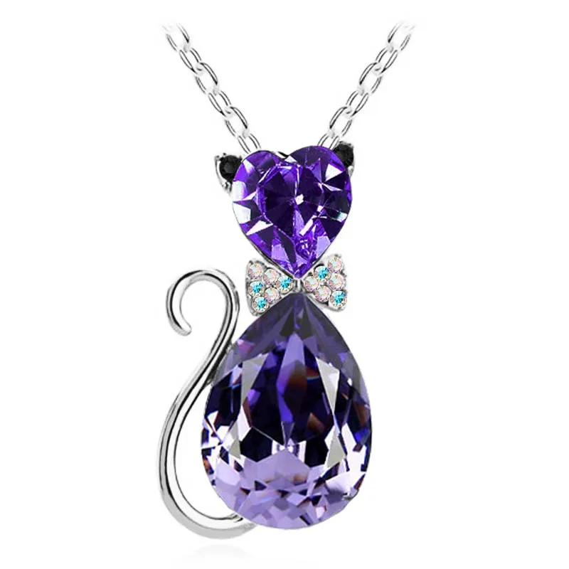 Кулон с милым котом ожерелье для женщин в форме сердца украшением виде